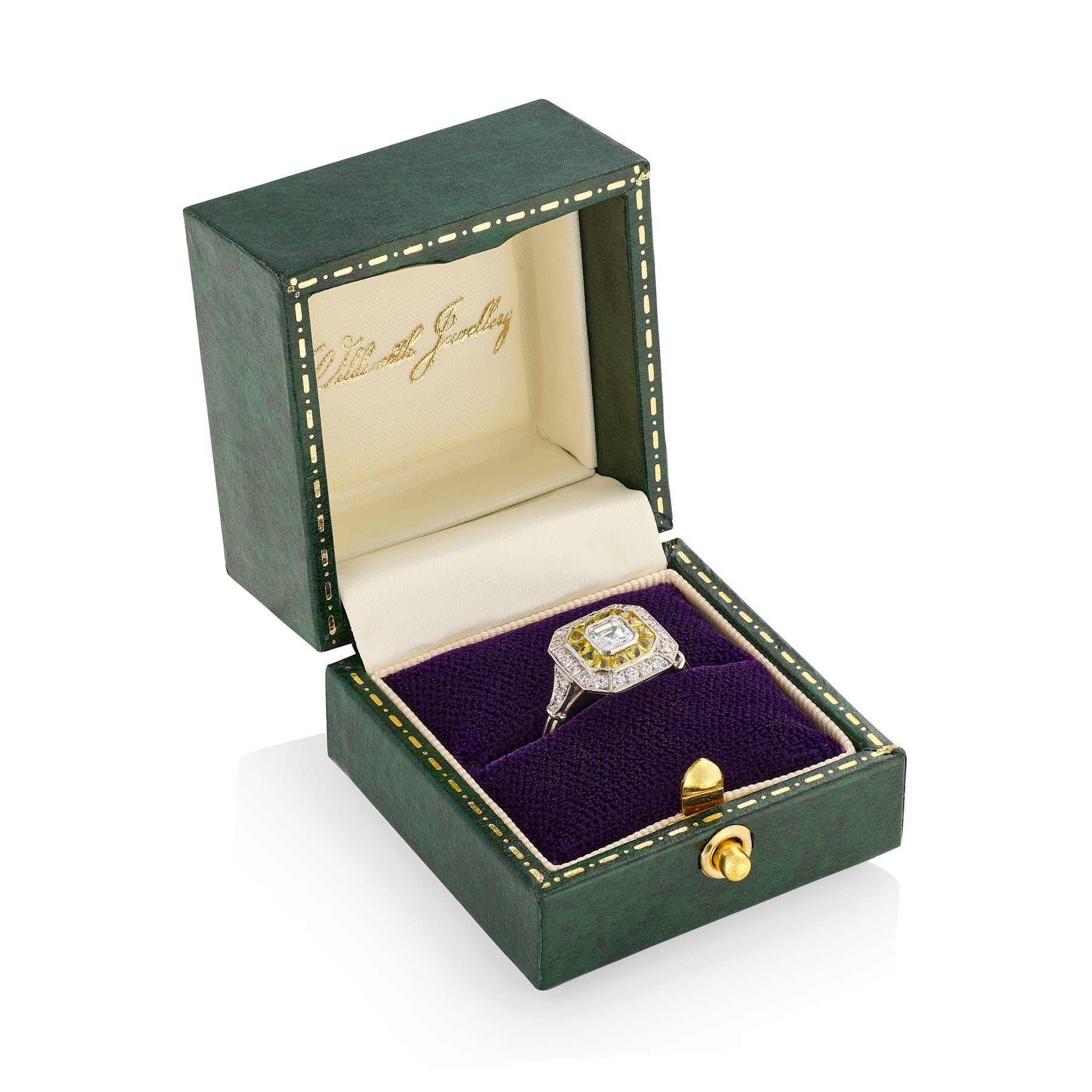 Art Deco Style Diamond and Yellow Sapphire Ring - Wildsmith Jewellery