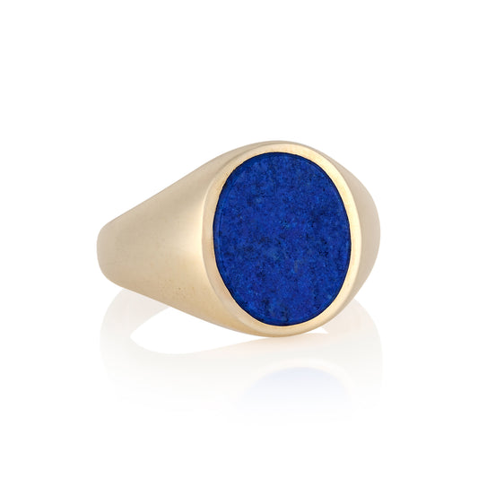 12 x 10mm Lapis Lazuli Oxford Oval Signet Ring - Wildsmith Jewellery