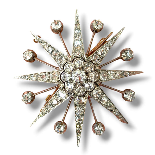 Victorian Diamond Star Brooch / Pendant - Wildsmith Jewellery