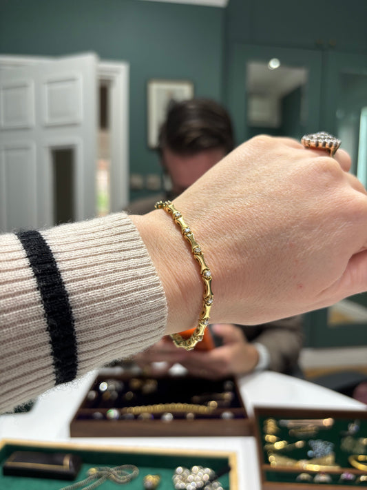 Vintage 18ct Yellow Gold & Diamond Bracelet - Wildsmith Jewellery