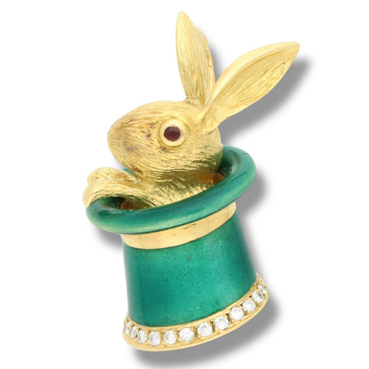 Vintage Rabbit & Top Hat Brooch / Pendant - Wildsmith Jewellery