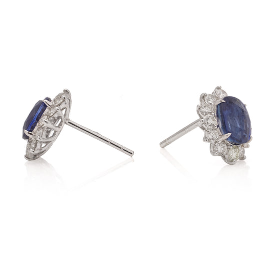 Sapphire & Diamond Cluster Earrings - Wildsmith Jewellery