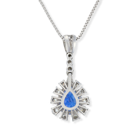 Pear Cut Sapphire & Diamond Pendant - Wildsmith Jewellery