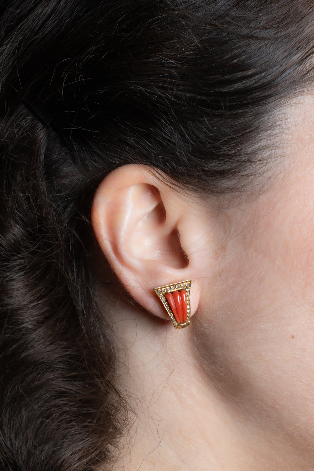 Coral & Diamond Earrings