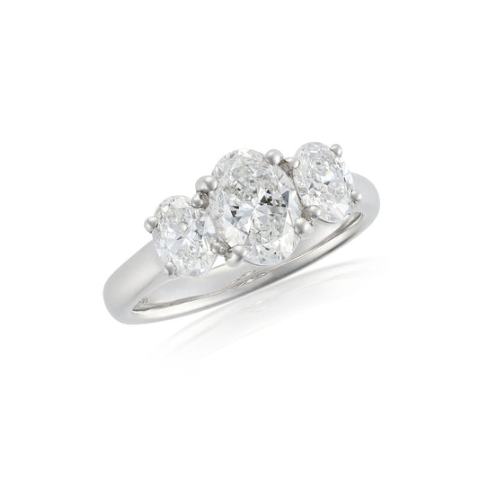 2ct GIA Certified Oval Diamond Three Stone Ring - Wildsmith Jewellery