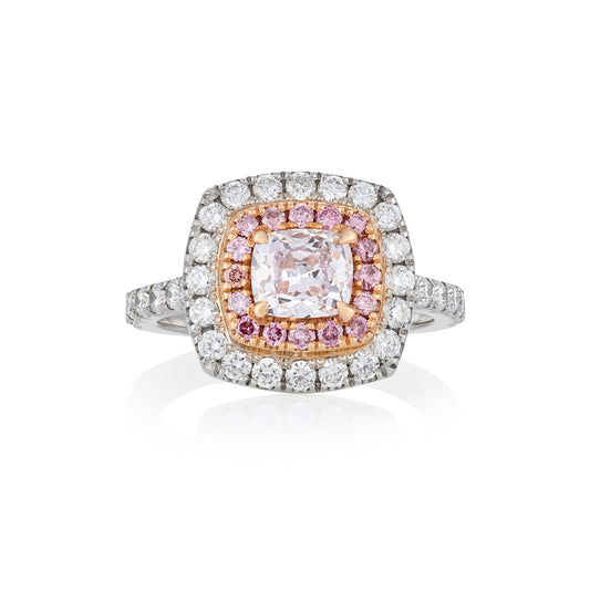 0.88ct Light Pink Diamond Cluster Ring GIA Certified - Wildsmith Jewellery