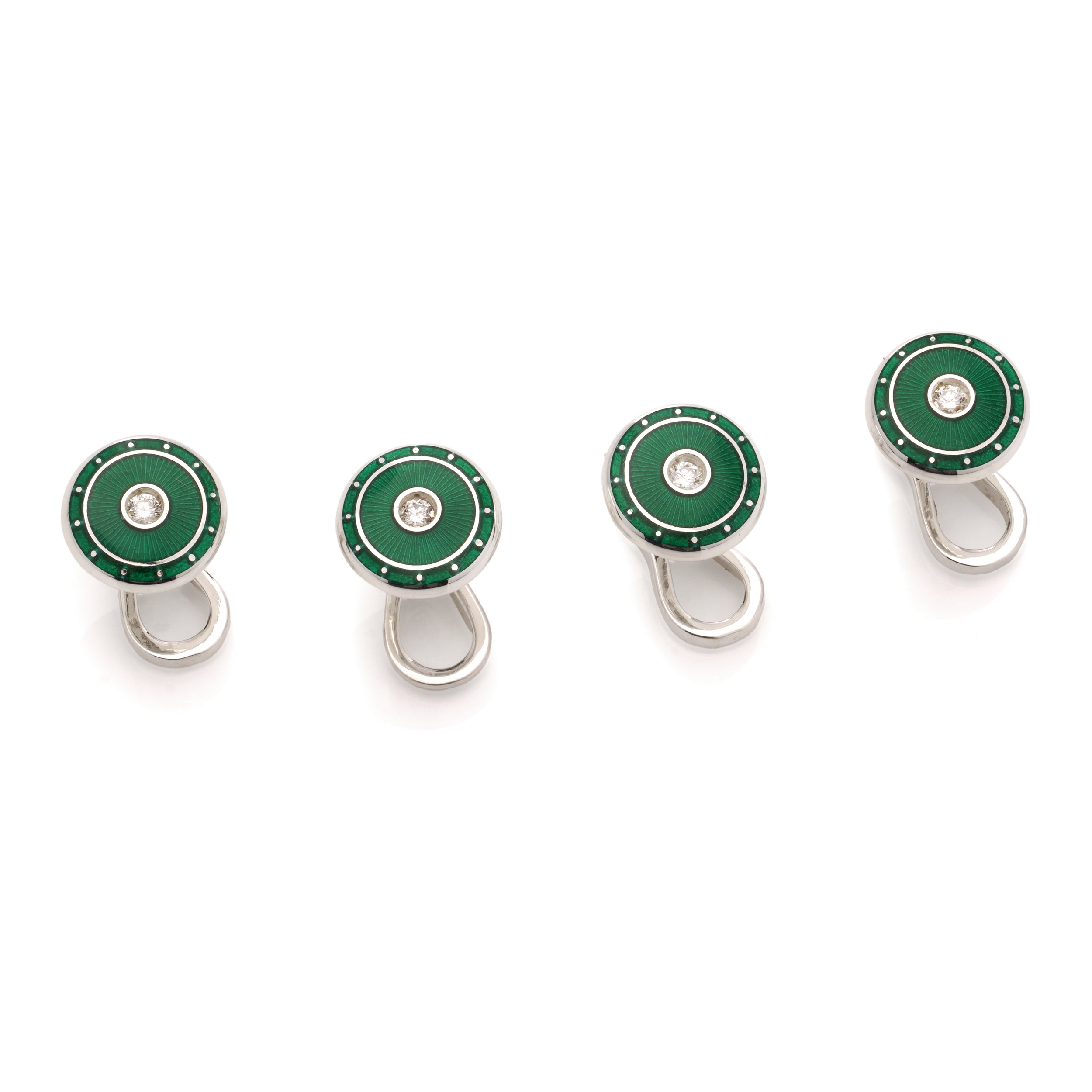 Diamond & Green Enamel Dress Set - Wildsmith Jewellery