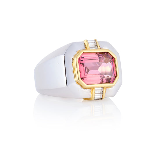 Vintage Tourmaline and Diamond 18ct Gold Ring - Wildsmith Jewellery
