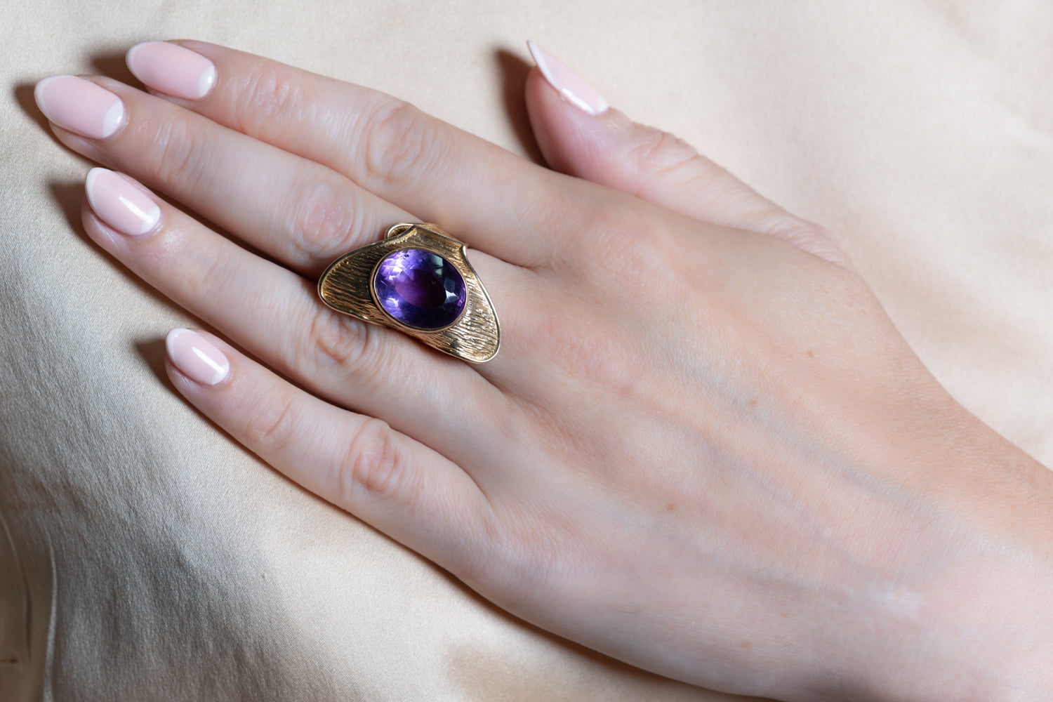 1970's 18ct Gold & Amethyst Ring, French