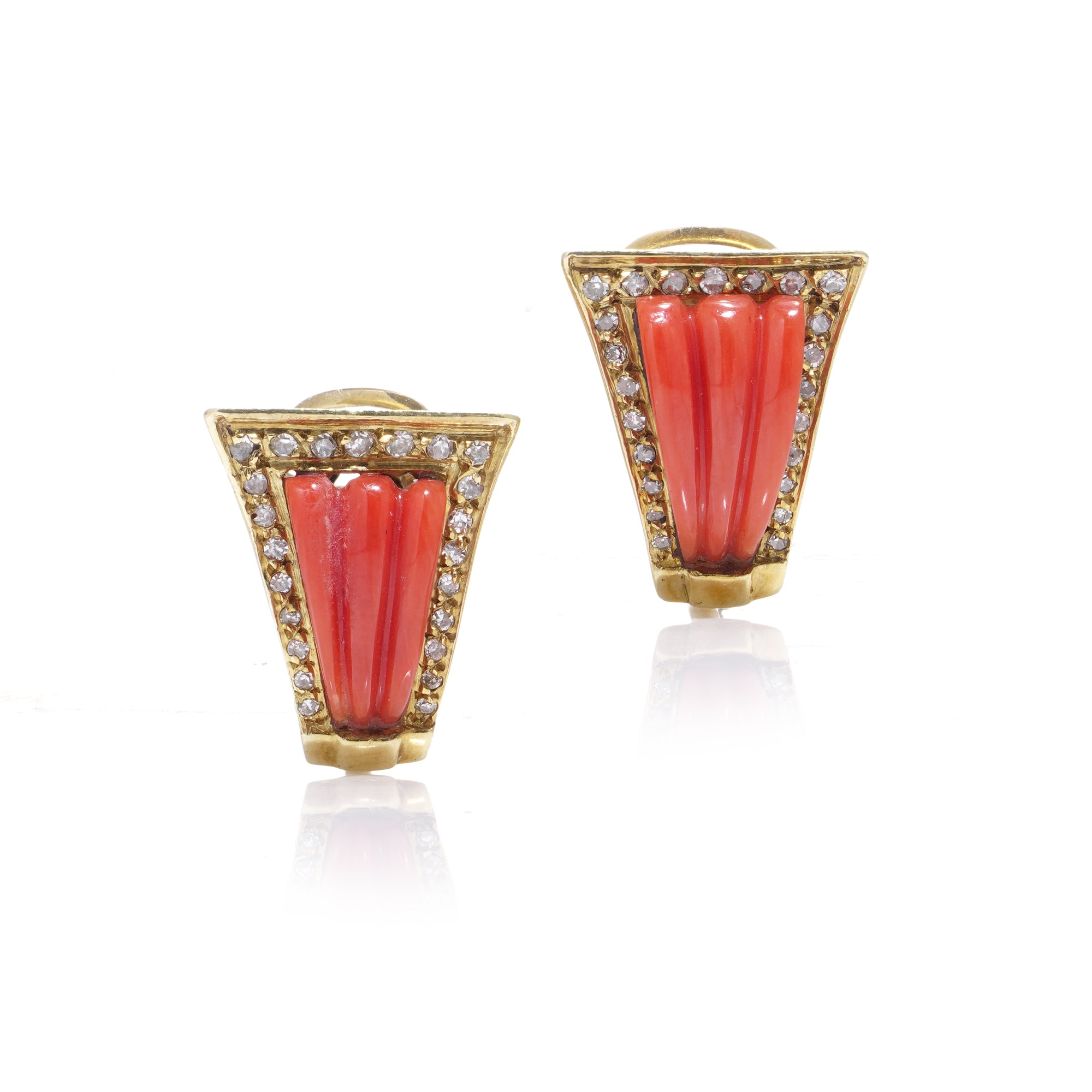 Coral & Diamond Earrings - Wildsmith Jewellery