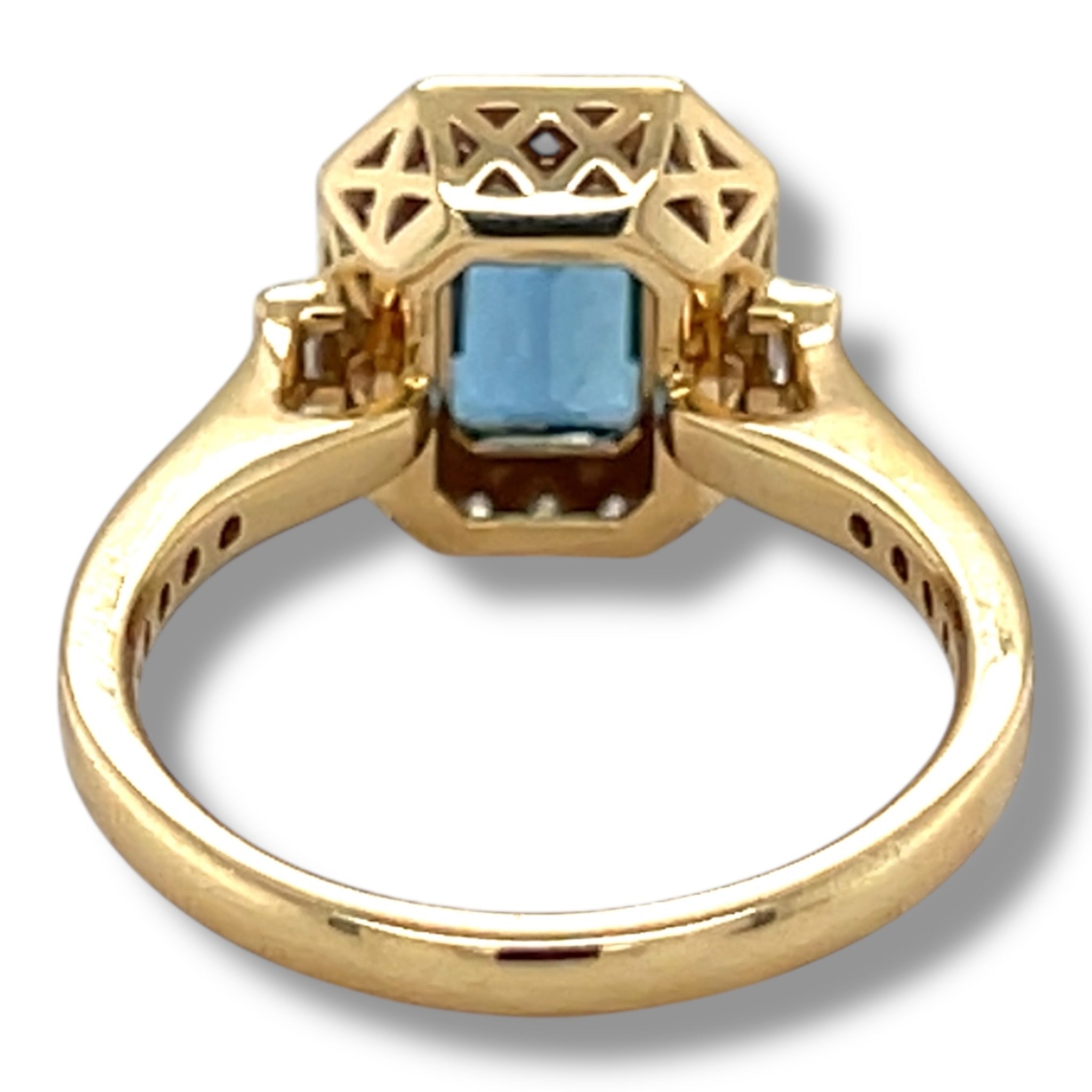 Art Deco Style Aquamarine & Diamond Ring - Wildsmith Jewellery