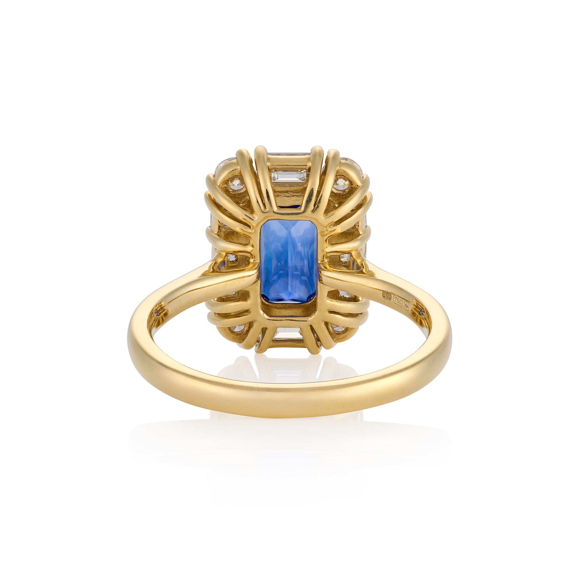 2.55ct Radiant Cut Sapphire & Diamond Ring - Wildsmith Jewellery