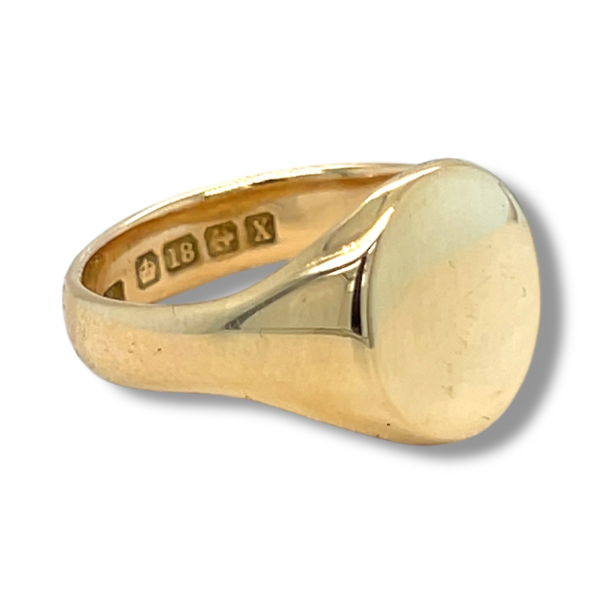 Antique 13 x 12mm 18ct Gold Signet Ring, 1922