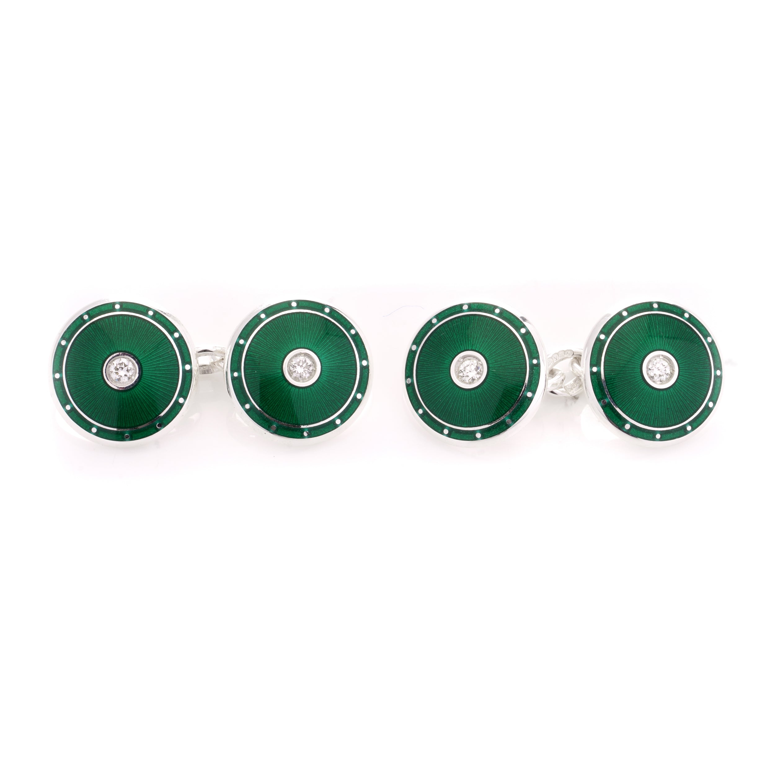 Diamond & Green Enamel Dress Set - Wildsmith Jewellery