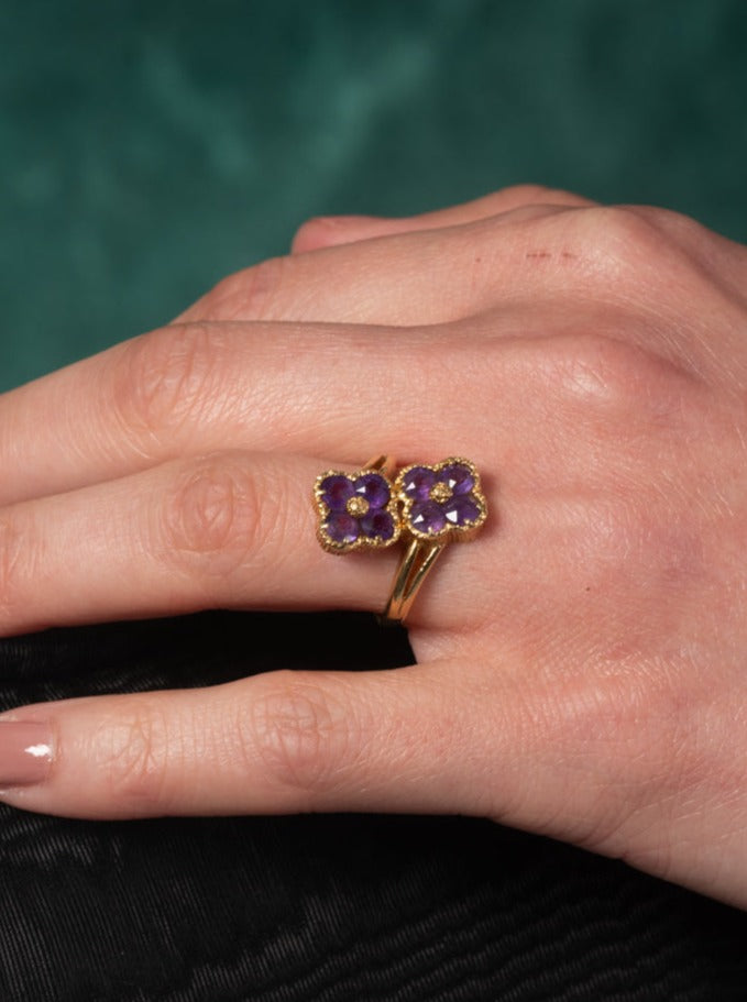 Amethyst & Gold Floral Ring - Wildsmith Jewellery