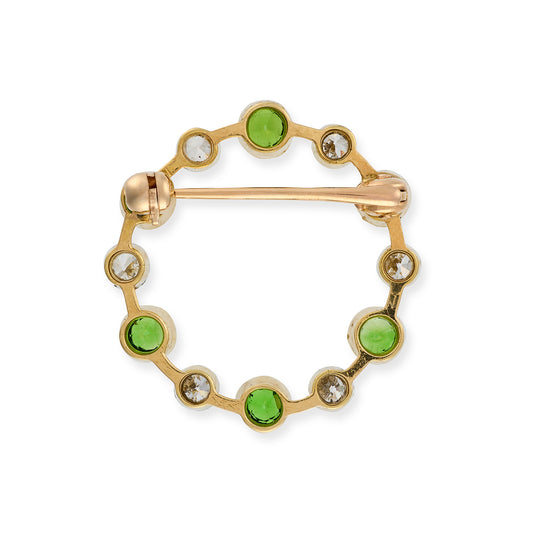Edwardian Diamond & Demantoid Garnet Brooch - Wildsmith Jewellery