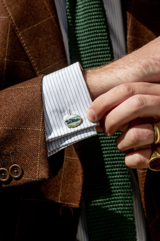 18ct Gold & Enamel Formula 1 Cufflinks - Wildsmith Jewellery