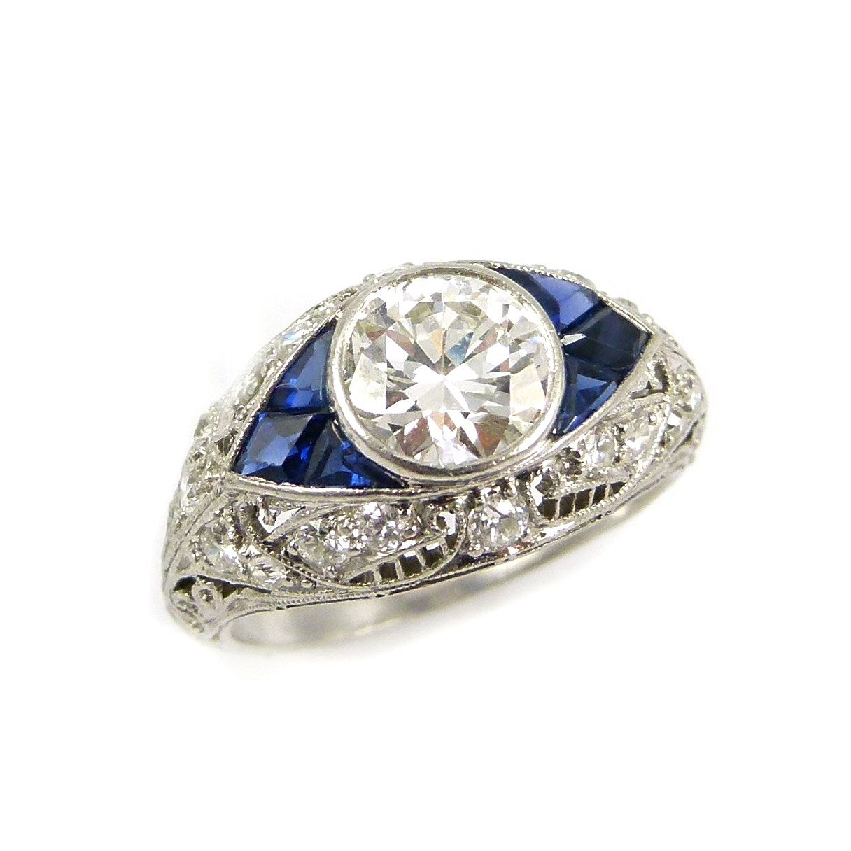 Early 20th Century Sapphire & Diamond Cluster Ring - Wildsmith Jewellery