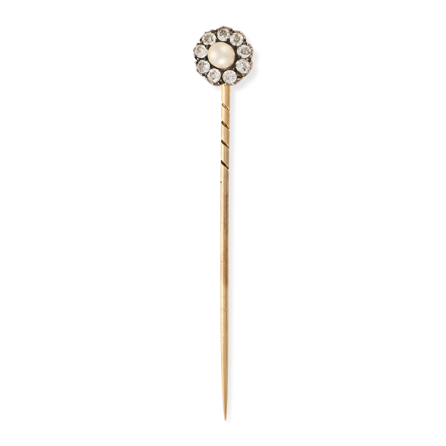 Natural Pearl & Diamond Stickpin