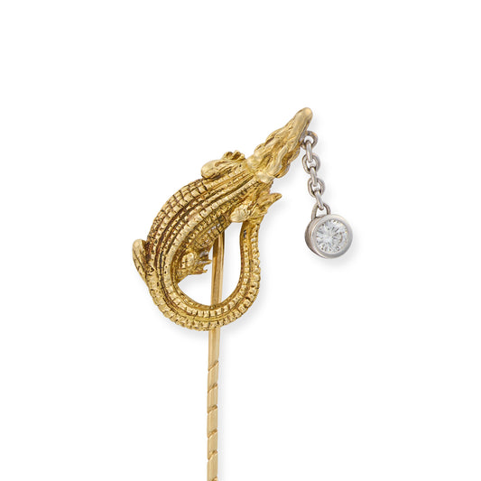 18ct Gold & Diamond Alligator Stickpin - Wildsmith Jewellery