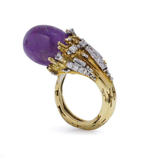 1970s Amethyst & Diamond Ring, Charles De Temple - Wildsmith Jewellery