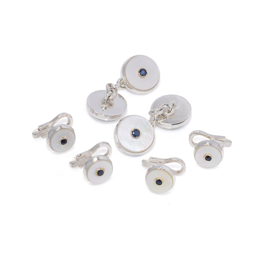 Sapphire & Mother of Pearl Round Dress Set - Wildsmith Jewellery