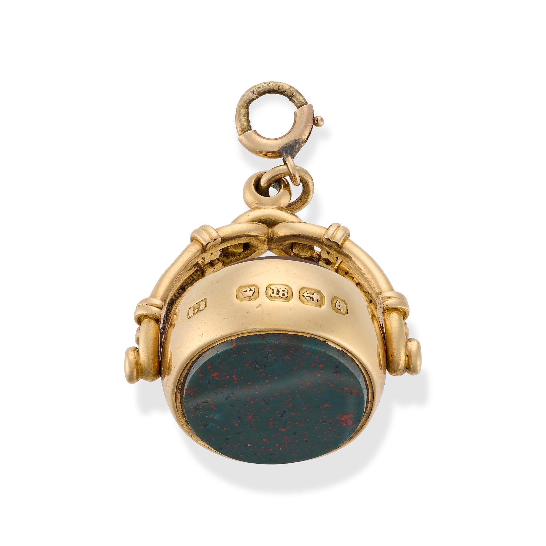 Victorian 18ct Gold Bloodstone & Carnelian Swivel Fob