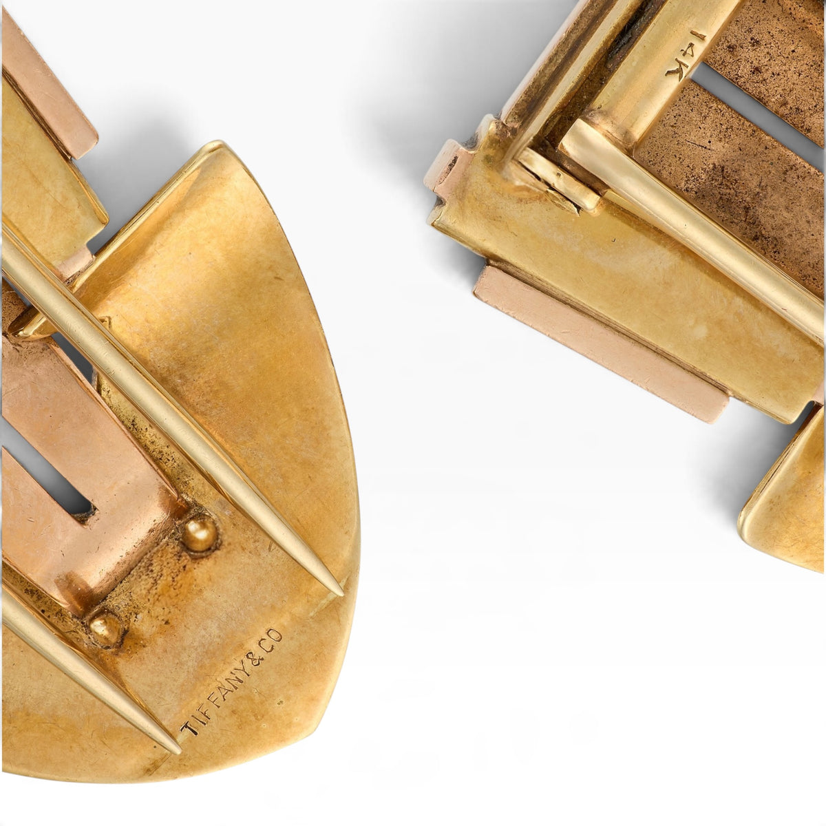 Tiffany & Co. 14ct Two-Tone Gold Arrow Dress Clips, c.1940