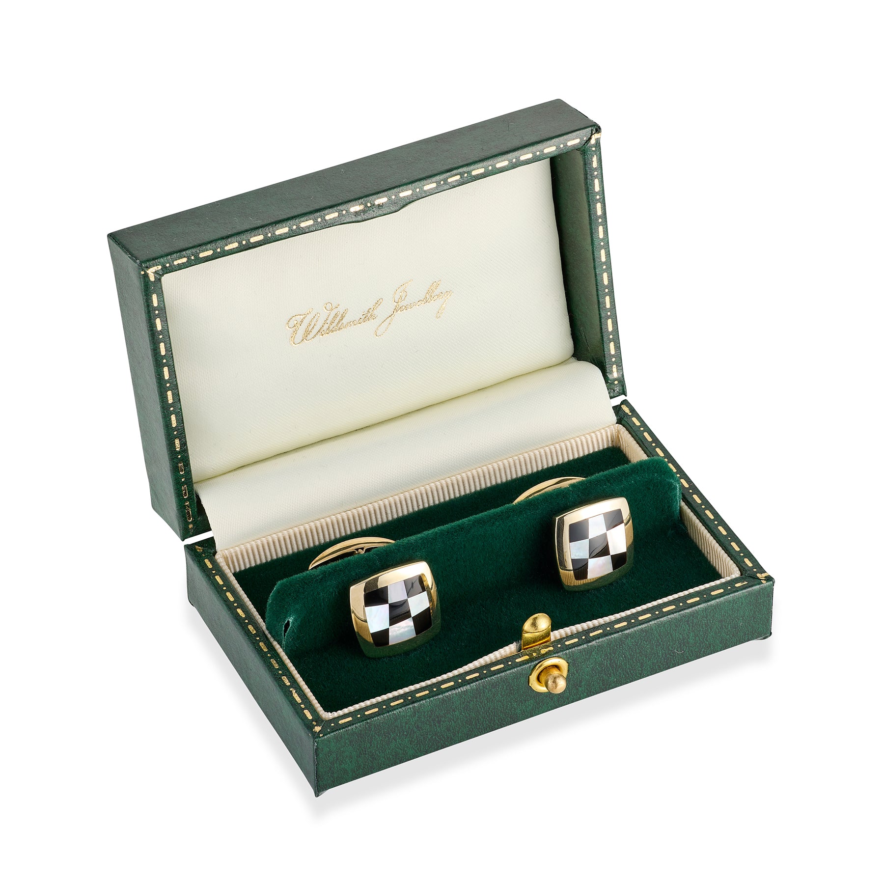 Onyx & Mother of Pearl Chequered Cufflinks - Wildsmith Jewellery