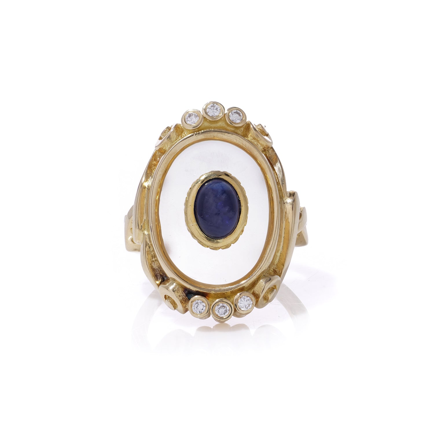 Sapphire, Diamond & Rock Crystal Ring by Lalaounis