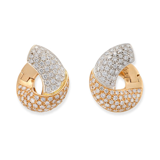 18ct Gold & Diamond Two colour Earrings - Wildsmith Jewellery