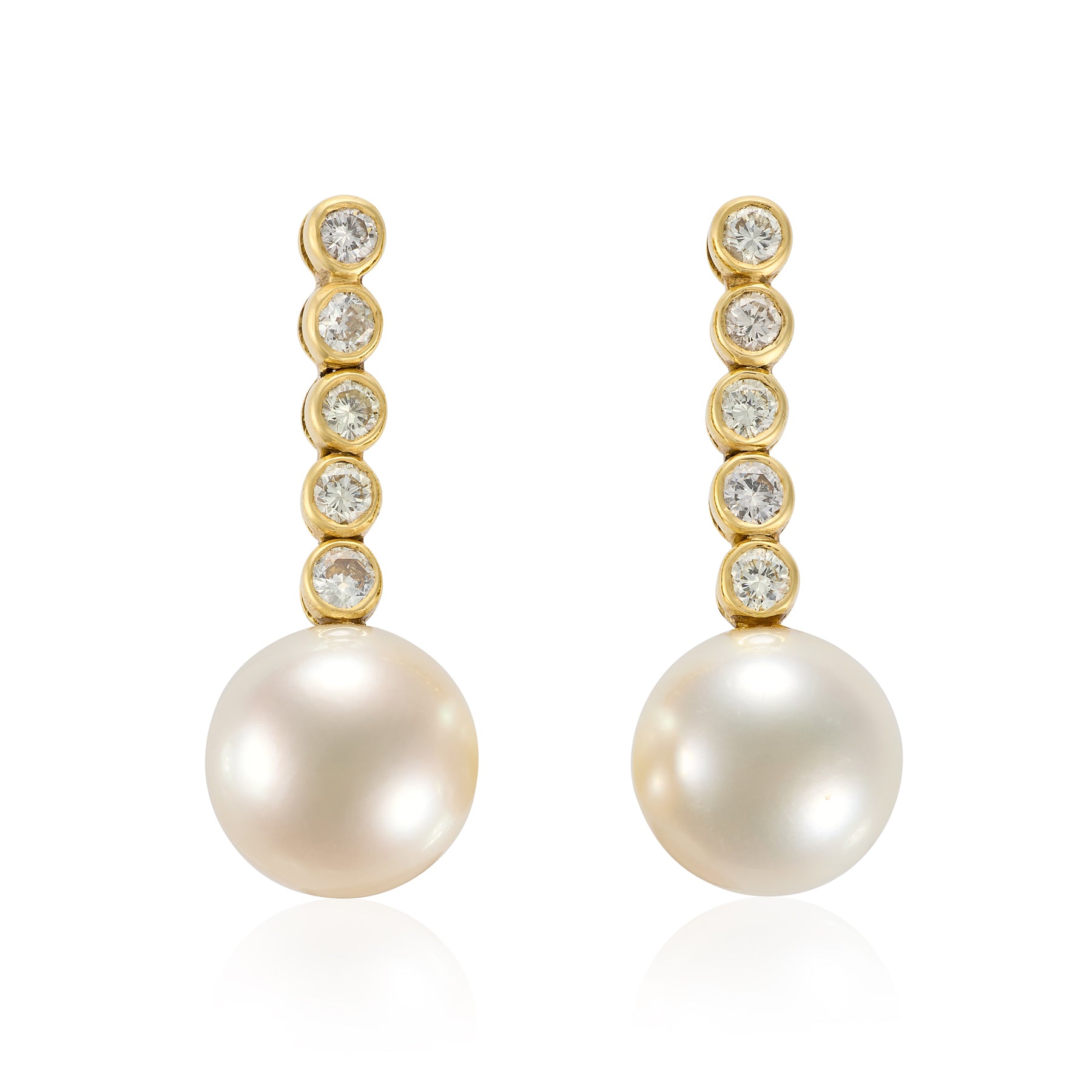 South Sea Pearl & Diamond Drop Earrings