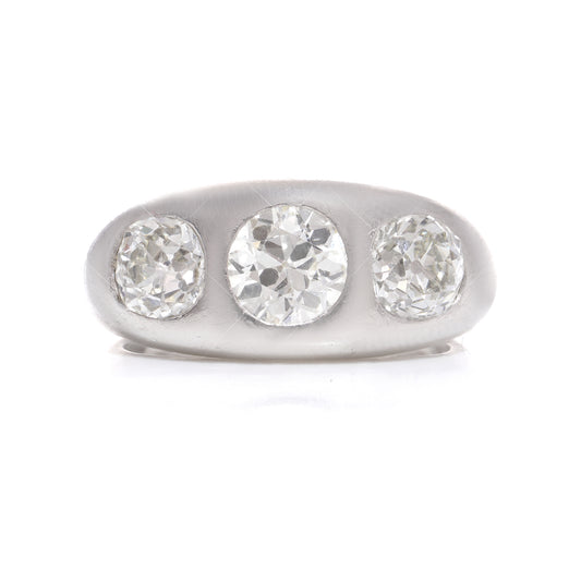 Old Cut Diamond Gypsy Ring Set Platinum Ring - Wildsmith Jewellery
