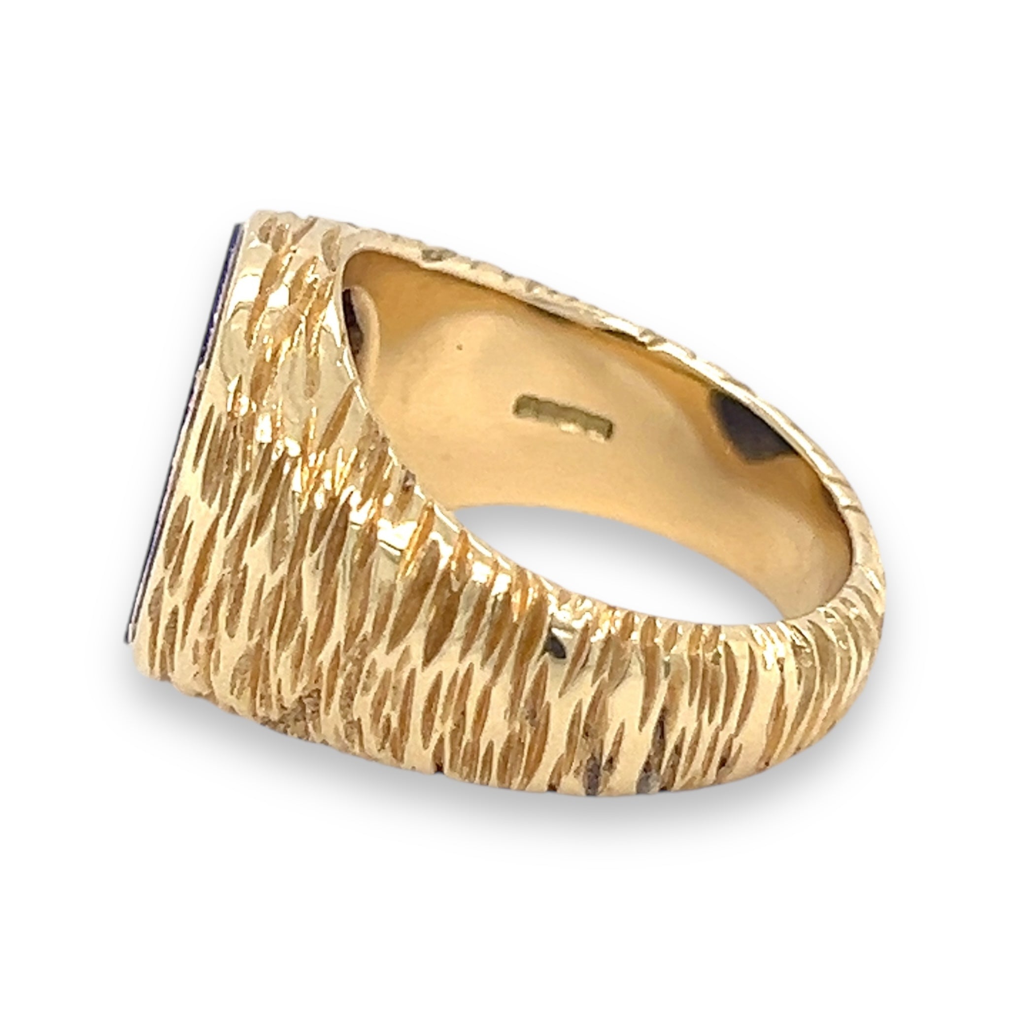 18ct Gold Bark Effect Signet Ring