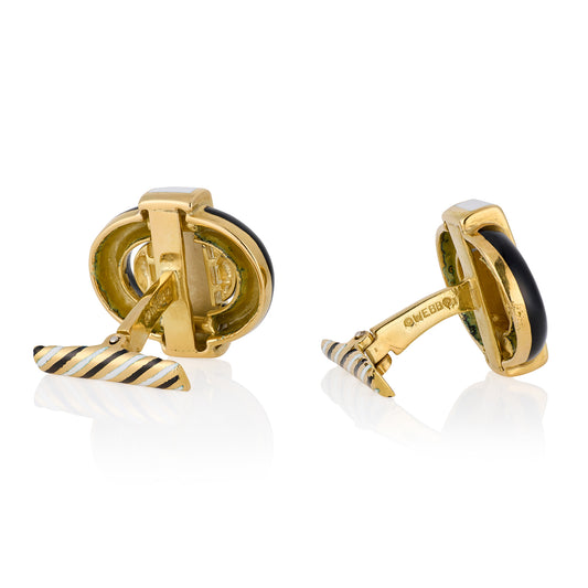 Geometric 18ct Gold & Enamel Cufflinks