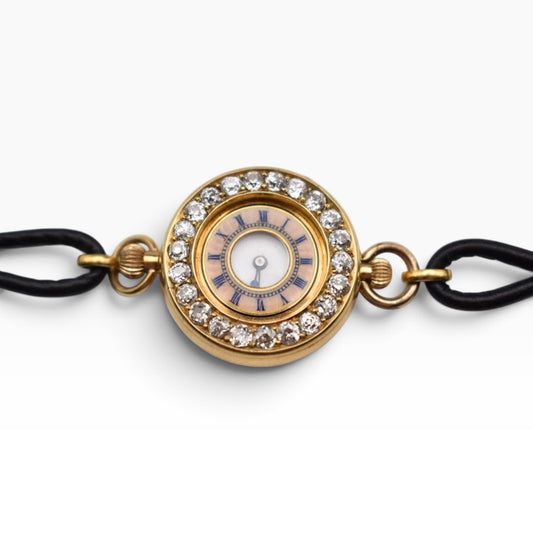 Antique Swiss 18ct Gold & Diamond Convertible Fob Watch