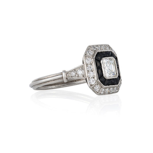 Art Deco Style Onyx & Diamond Ring - Wildsmith Jewellery