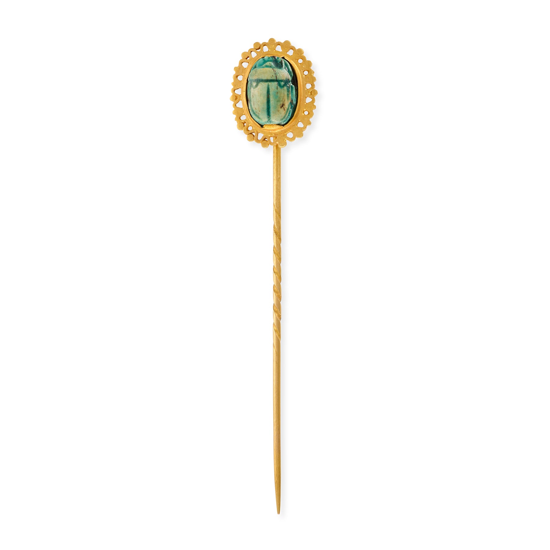 Victorian Egyptian Revival Turquoise Scarab Stickpin