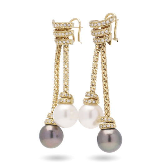 South Sea Pearl & Diamond Pendant Earrings - Wildsmith Jewellery