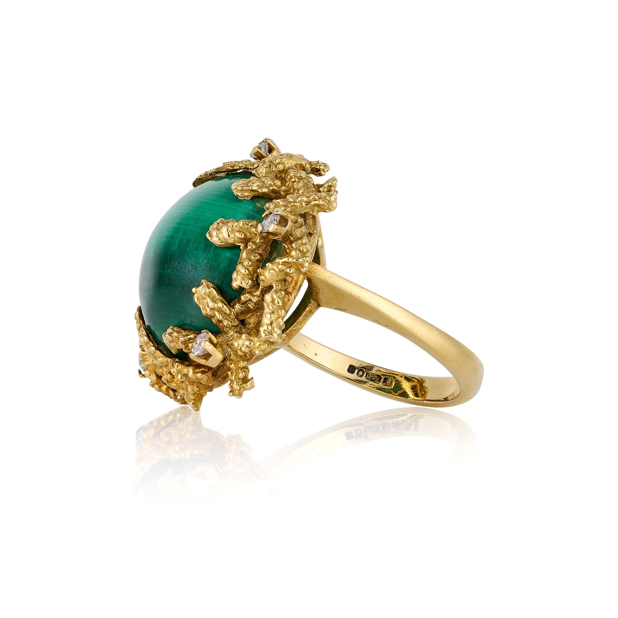 1970's Malachite & Diamond Ring by Ben Rosenfeld