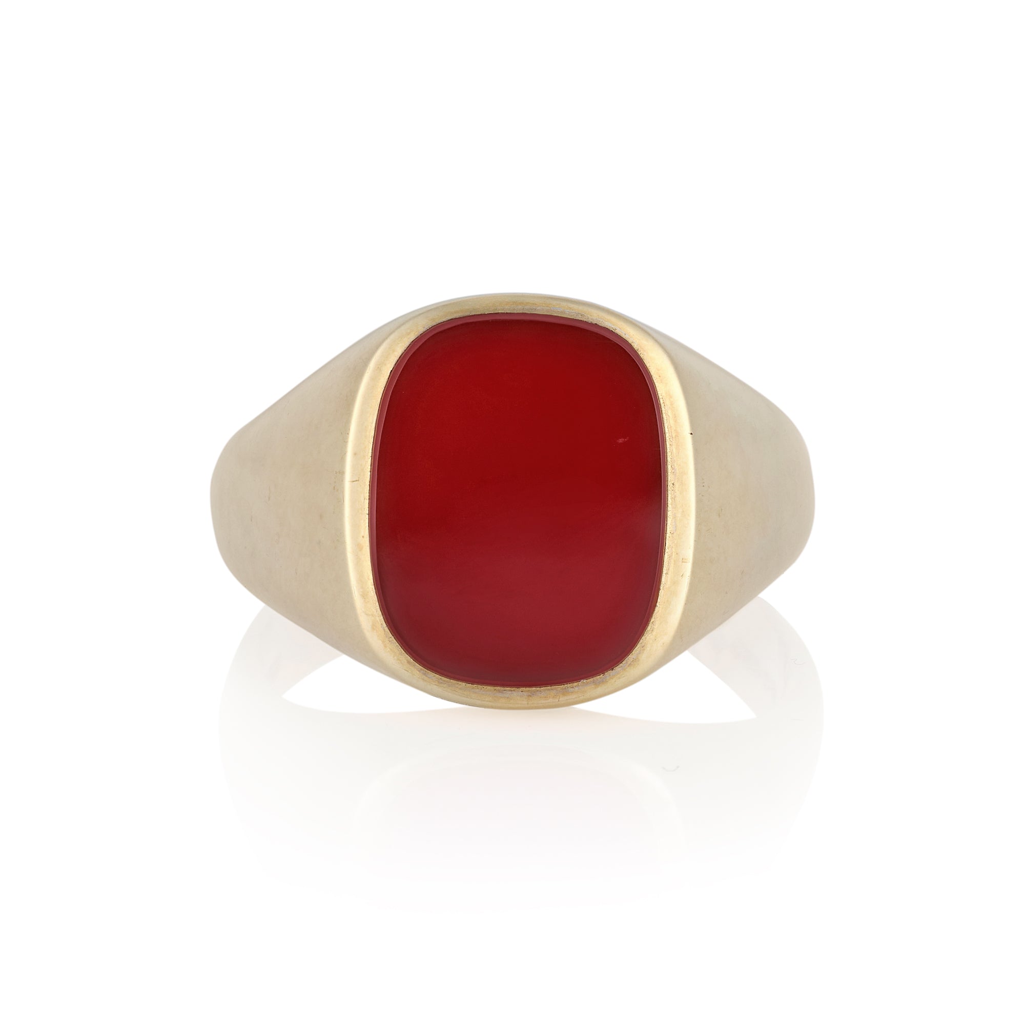 15 x 12mm Cushion Shaped Carnelian Signet Ring