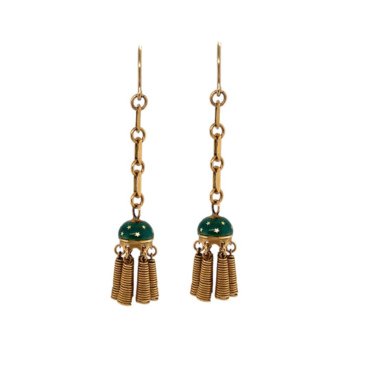 Victorian Gold & Enamel Celestial Earrings
