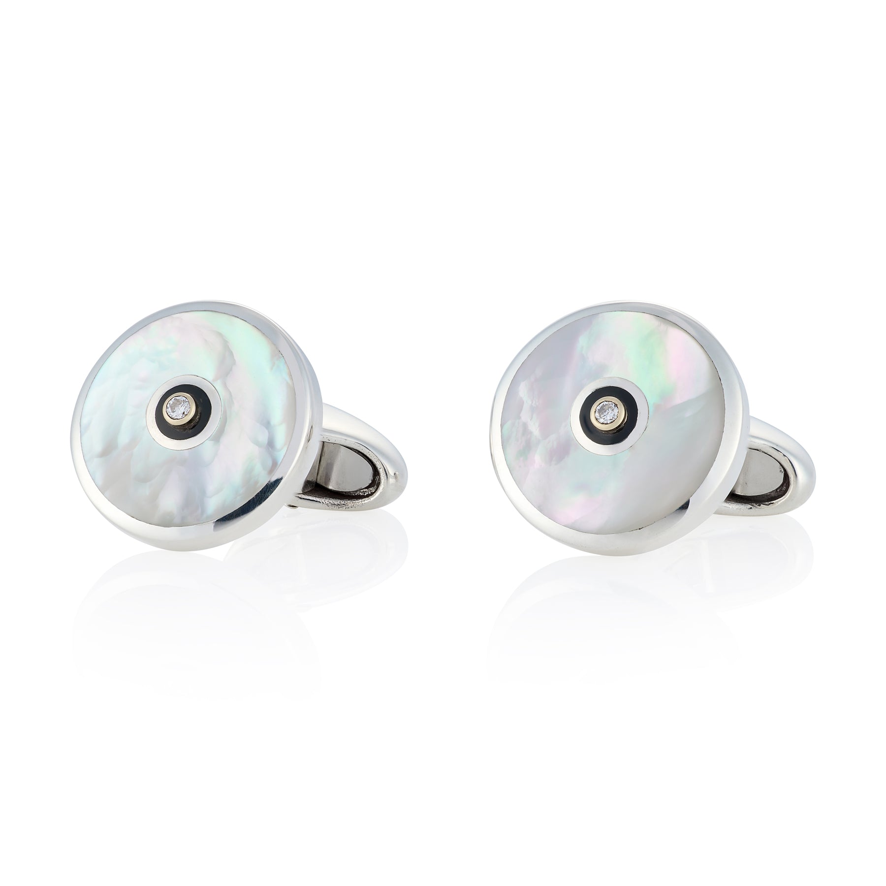 Diamond, Onyx,  Mother of Pearl & Diamond Round Dress Set - Wildsmith Jewellery