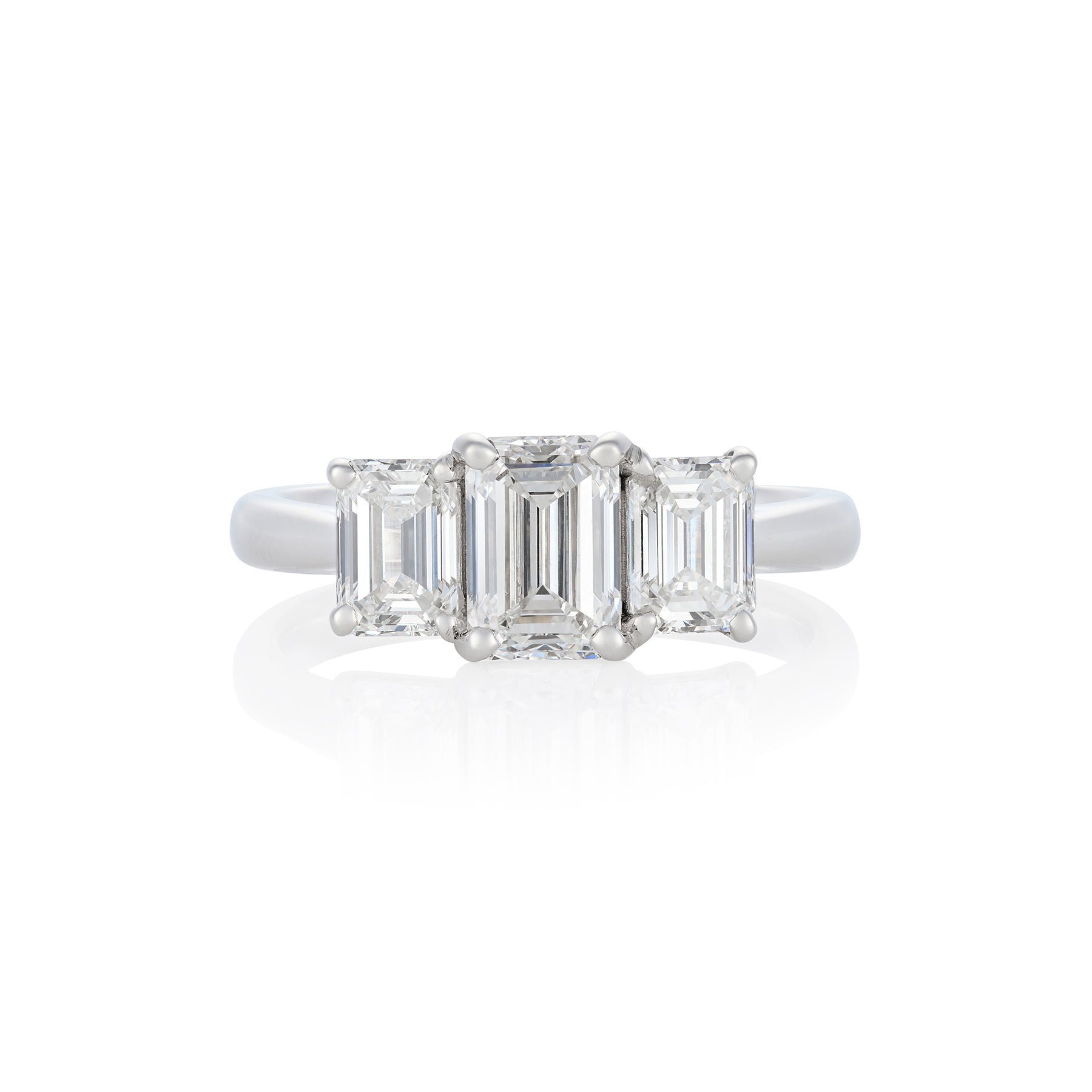 2ct GIA Certified Emerald Cut Diamond Three Stone Ring - Wildsmith Jewellery