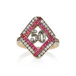 Edwardian Ruby & Diamond '50' Ring
