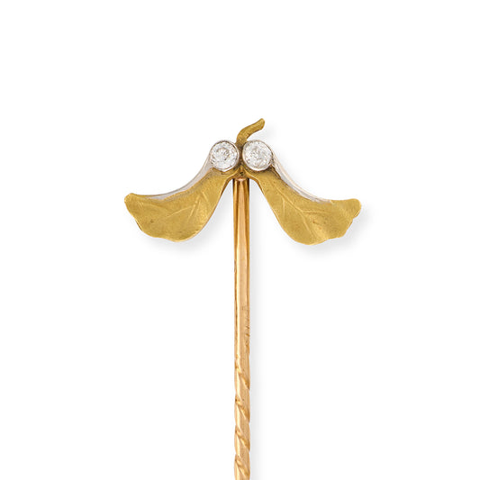 Art Nouveau Gold & Diamond Sycamore Stickpin