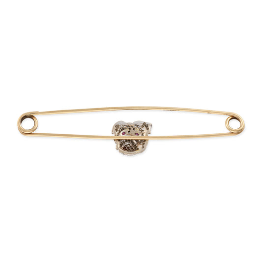 Large Gold & Diamond British Bulldog Nappy Pin