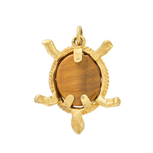 Yellow Gold & Tigers Eye Turtle Charm - Wildsmith Jewellery