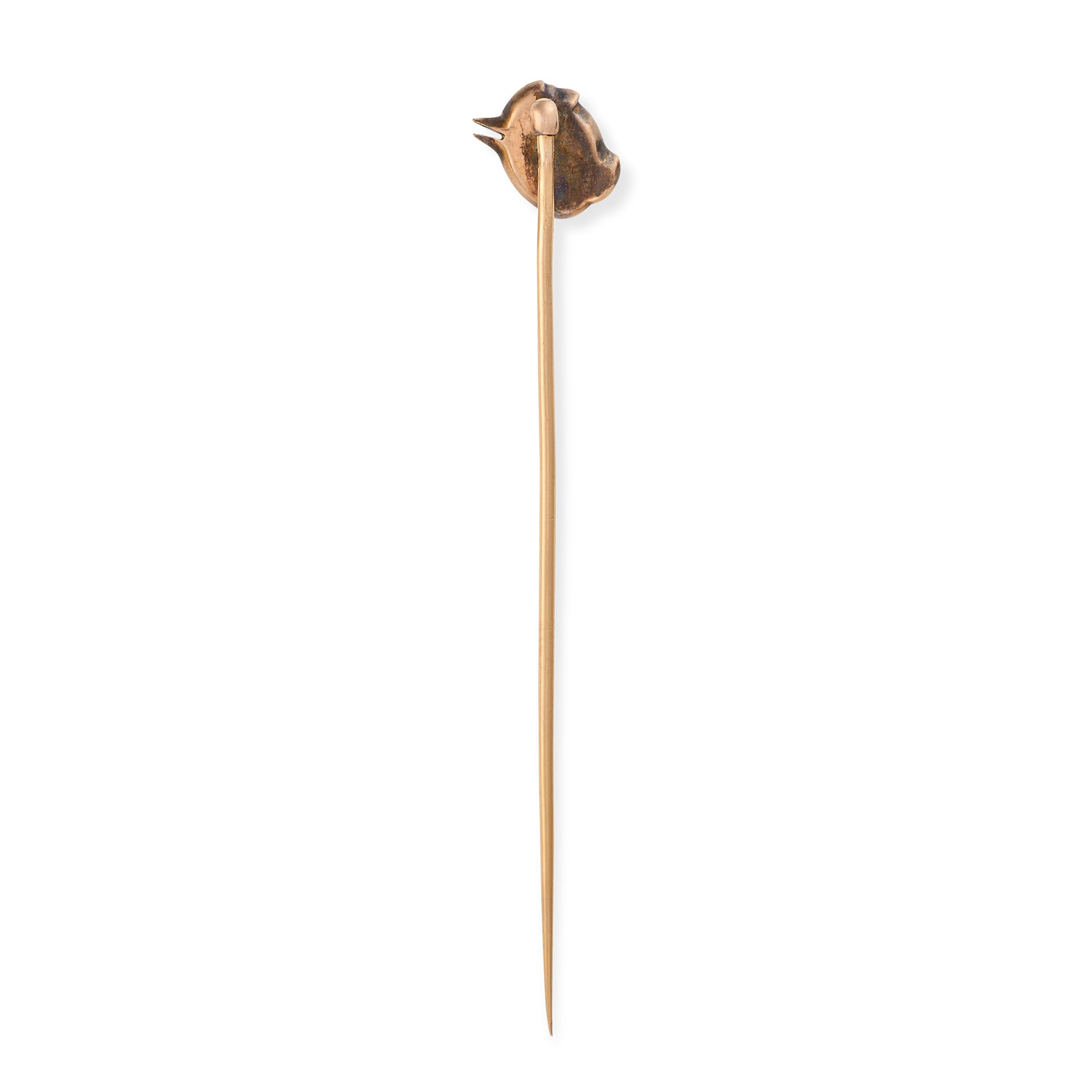 Antique Diamond & Enamel Songbird Stickpin, French