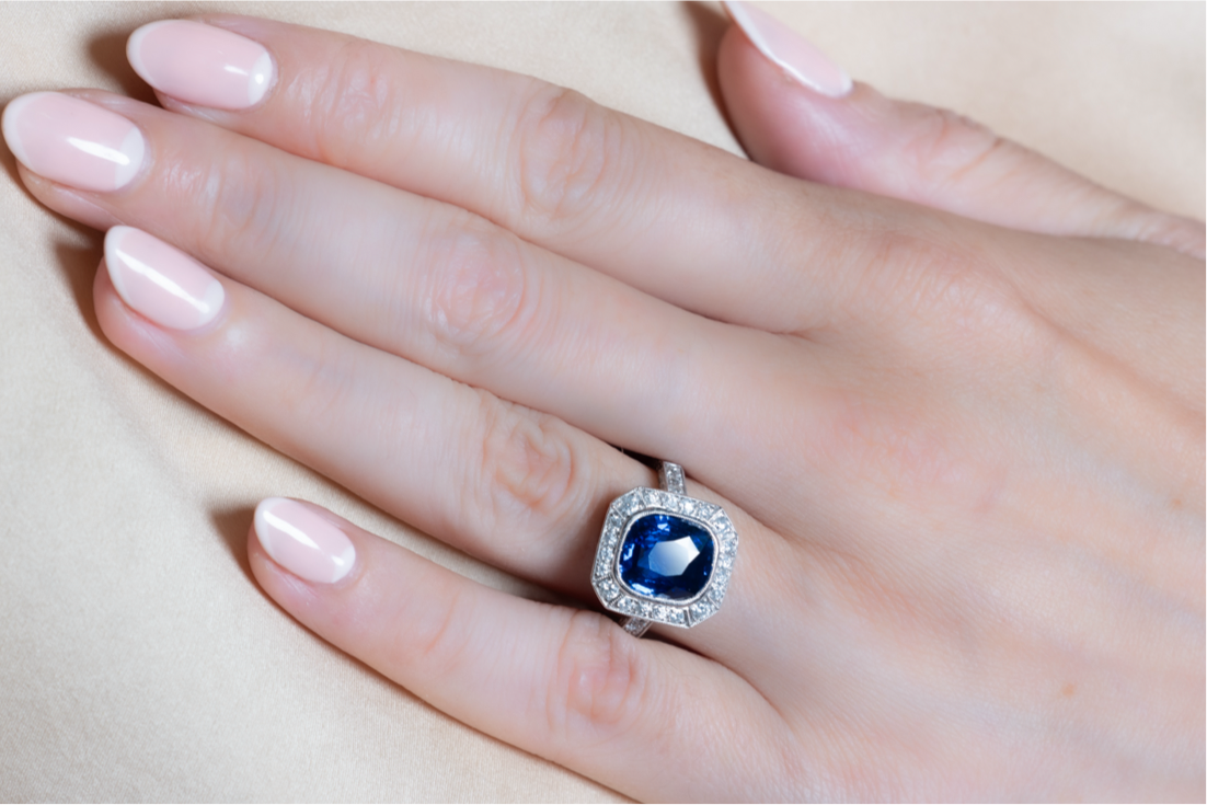 Royal Blue Sapphire & Diamond Ring